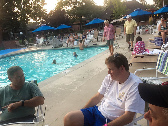 Relaxing at the pool at the Riverfront Hotel