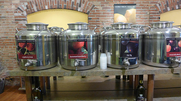 Over 30 kinds of flavored vinegars and olive oils
